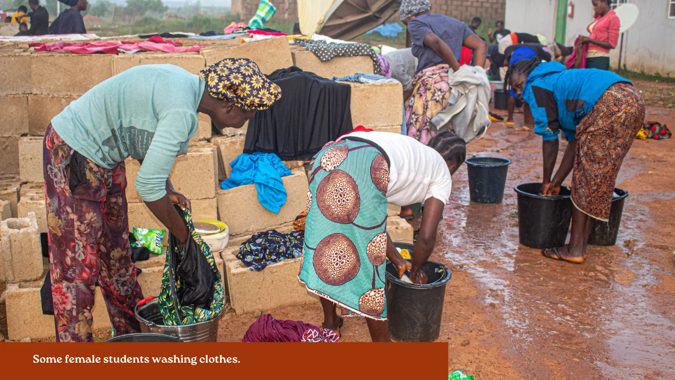 Female students washing